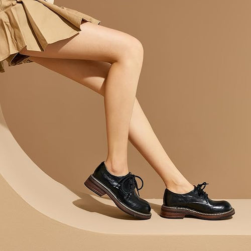 Women's Oxfords Dress Shoes, Leather Lace-Up Oxfords for Women, Comfortable Formal Cap Toe Business Casual Non Slip Office Driving Oxfords Shoes
