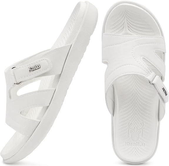 KuaiLu Womens Fashion Orthotic Slides Ladies Lightweight Athletic Yoga Mat Sandals Slip On Thick Cushion Slippers Sandals With Comfortable Plantar Fasciitis Arch Support