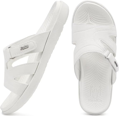 KuaiLu Womens Fashion Orthotic Slides Ladies Lightweight Athletic Yoga Mat Sandals Slip On Thick Cushion Slippers Sandals With Comfortable Plantar Fasciitis Arch Support