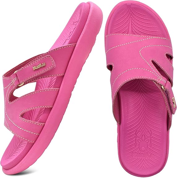 KuaiLu Womens Fashion Orthotic Slides Ladies Lightweight Athletic Yoga Mat Sandals Slip On Thick Cushion Slippers Sandals With Comfortable Plantar Fasciitis Arch Support