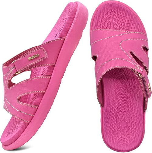 KuaiLu Womens Fashion Orthotic Slides Ladies Lightweight Athletic Yoga Mat Sandals Slip On Thick Cushion Slippers Sandals With Comfortable Plantar Fasciitis Arch Support