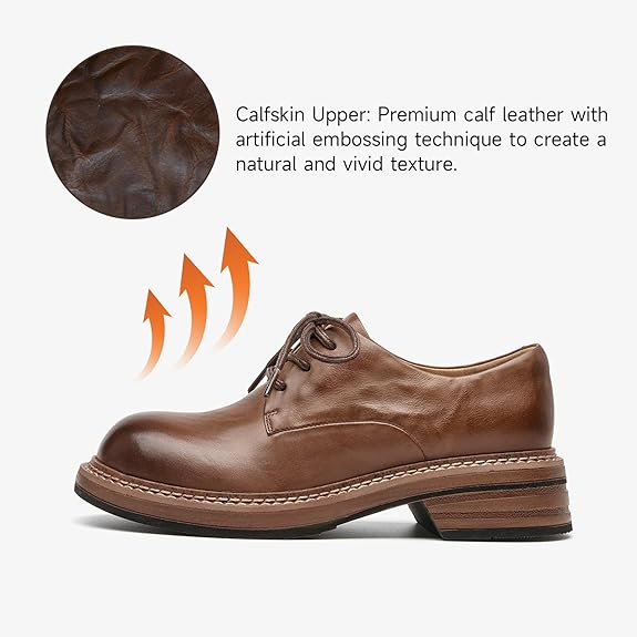 Women's Oxfords Dress Shoes, Leather Lace-Up Oxfords for Women, Comfortable Formal Cap Toe Business Casual Non Slip Office Driving Oxfords Shoes