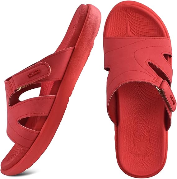 KuaiLu Womens Fashion Orthotic Slides Ladies Lightweight Athletic Yoga Mat Sandals Slip On Thick Cushion Slippers Sandals With Comfortable Plantar Fasciitis Arch Support