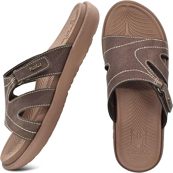 KuaiLu Womens Fashion Orthotic Slides Ladies Lightweight Athletic Yoga Mat Sandals Slip On Thick Cushion Slippers Sandals With Comfortable Plantar Fasciitis Arch Support