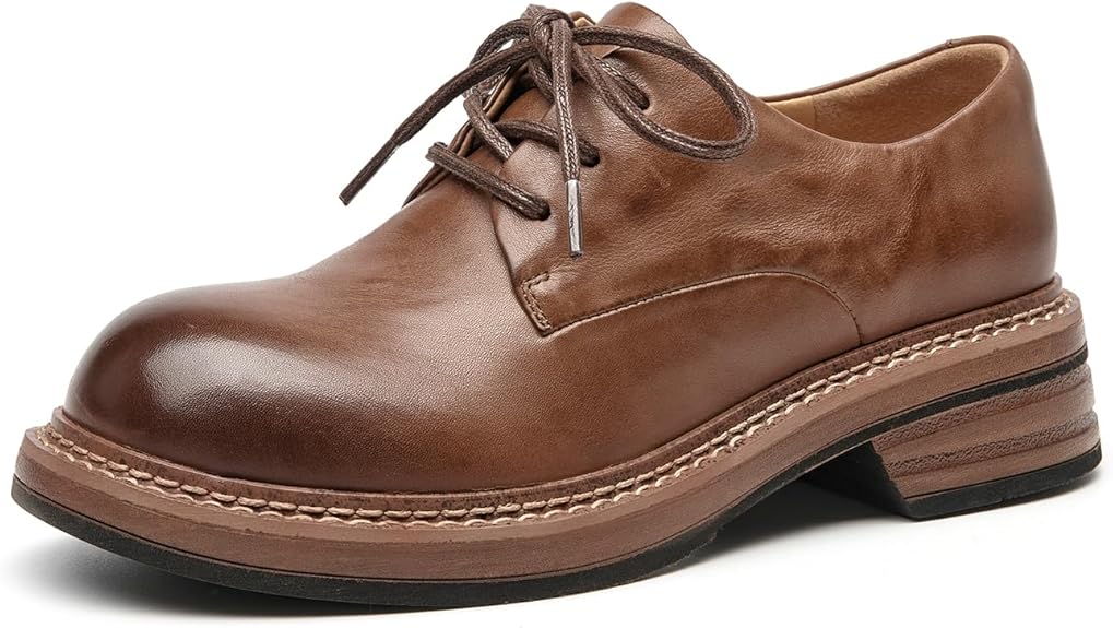 Women's Oxfords Dress Shoes, Leather Lace-Up Oxfords for Women, Comfortable Formal Cap Toe Business Casual Non Slip Office Driving Oxfords Shoes