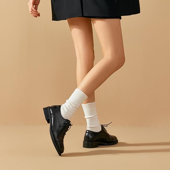Women's Oxfords Dress Shoes, Leather Lace-Up Oxfords for Women, Comfortable Formal Cap Toe Business Casual Non Slip Office Driving Oxfords Shoes