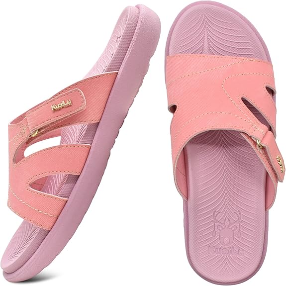 KuaiLu Womens Fashion Orthotic Slides Ladies Lightweight Athletic Yoga Mat Sandals Slip On Thick Cushion Slippers Sandals With Comfortable Plantar Fasciitis Arch Support