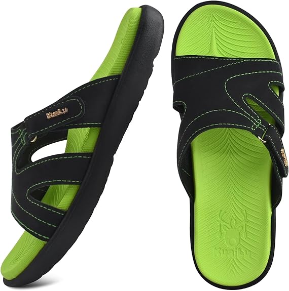 KuaiLu Womens Fashion Orthotic Slides Ladies Lightweight Athletic Yoga Mat Sandals Slip On Thick Cushion Slippers Sandals With Comfortable Plantar Fasciitis Arch Support